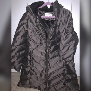 NEW Beautiful hooded Calvin Klein brown coat